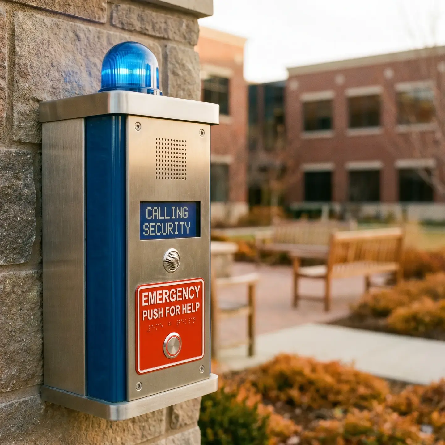 Emergency call box on campus