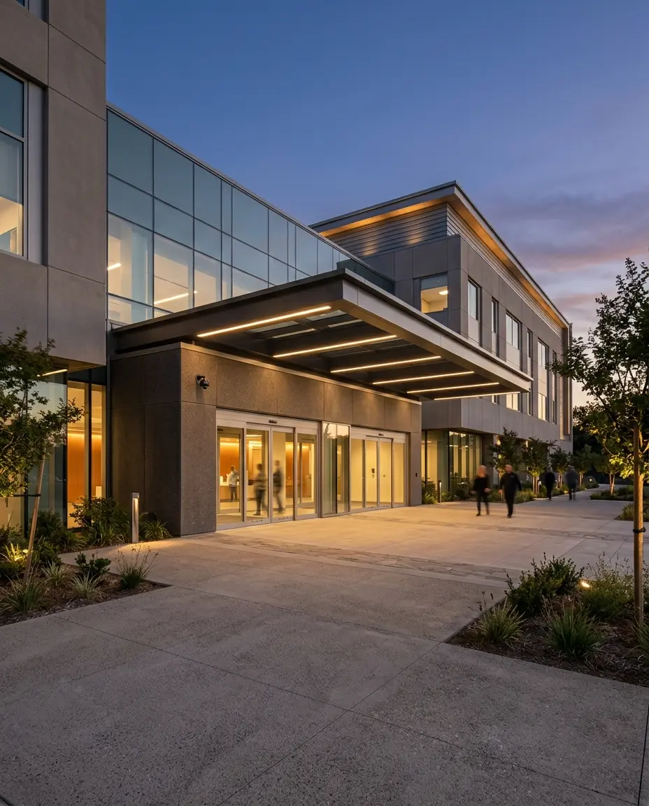 healthcare security facility entrance exterior