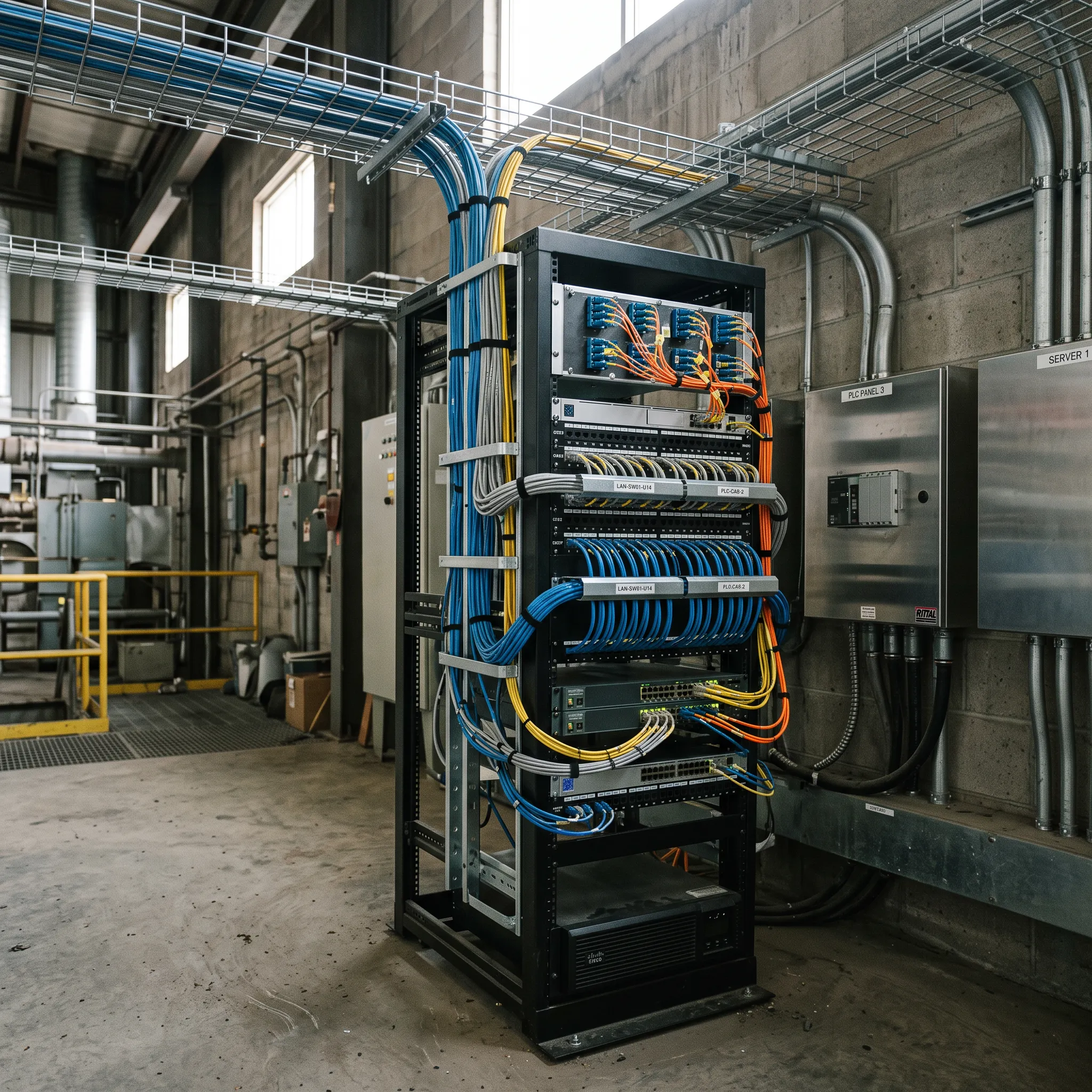 industrial security fibre network equipment room