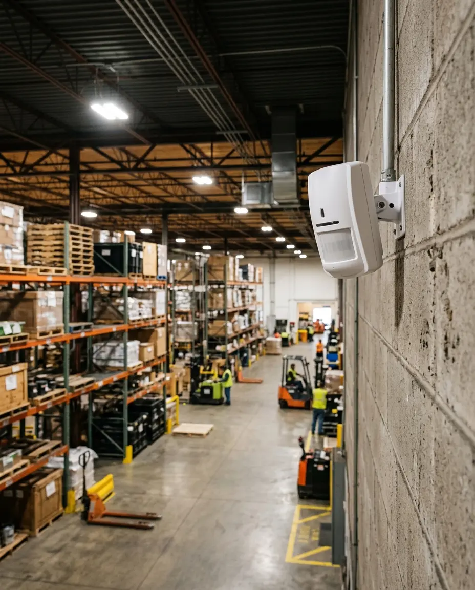 intrusion alarm motion sensor commercial warehouse