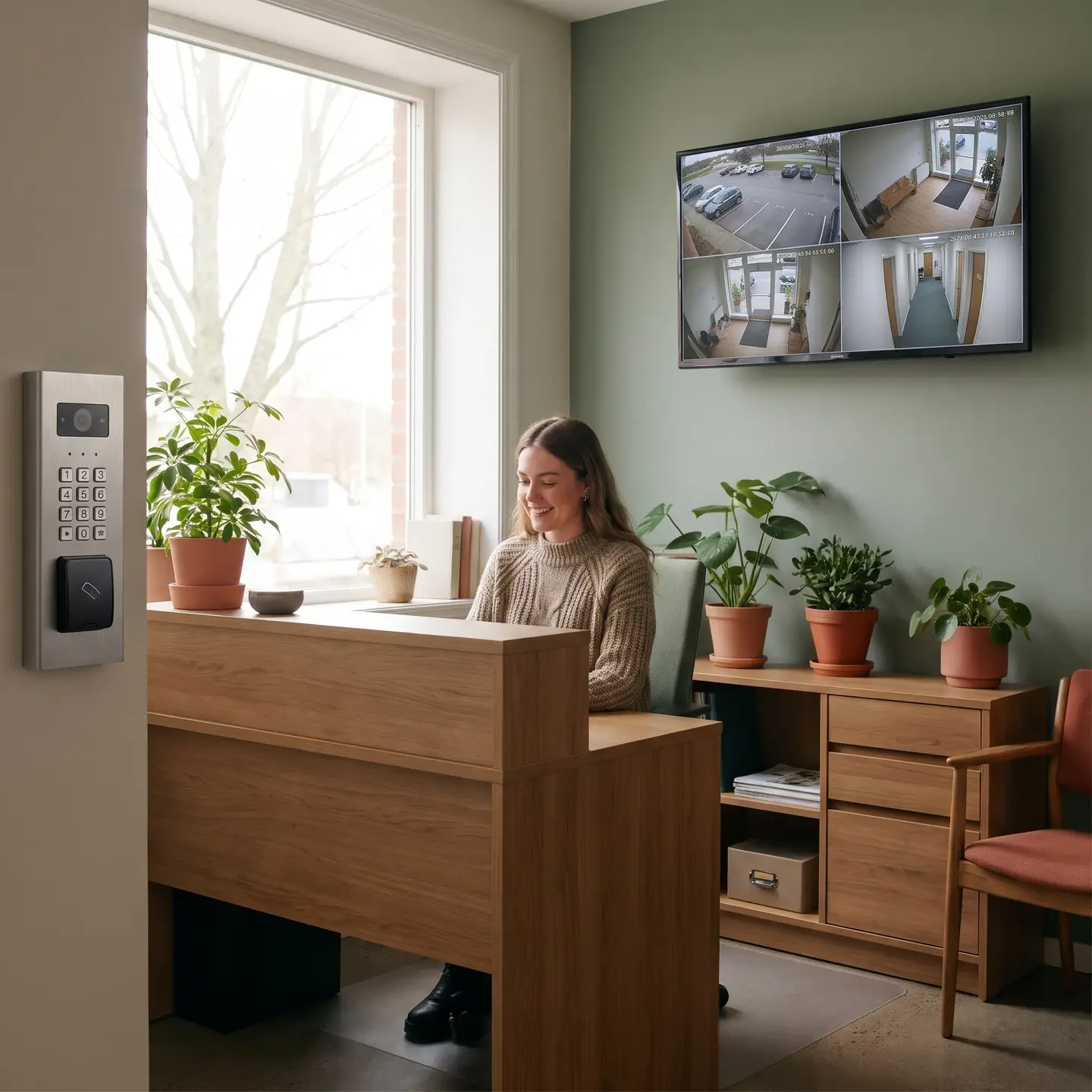 Reception with security monitoring