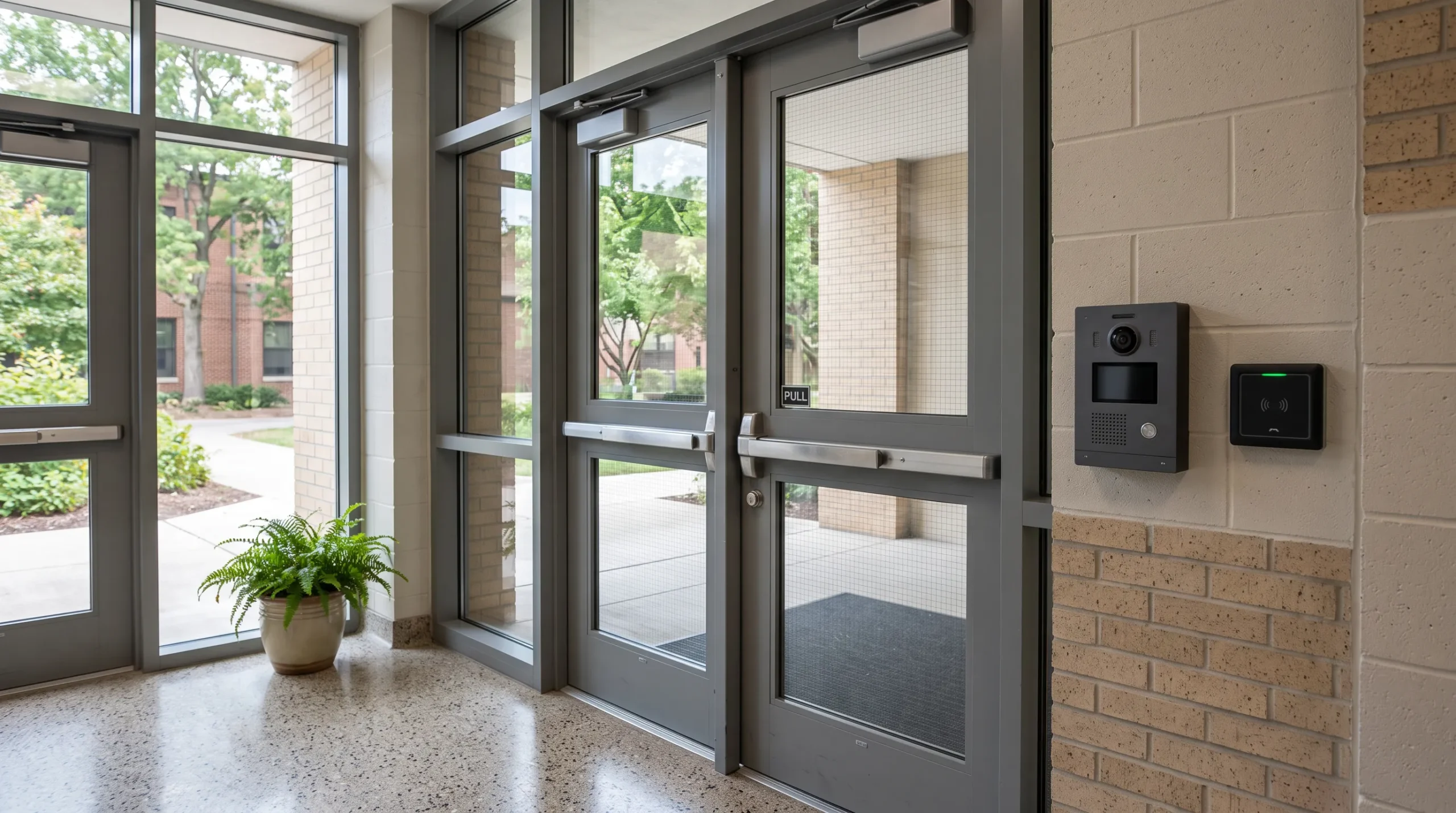 school security controlled main entrance